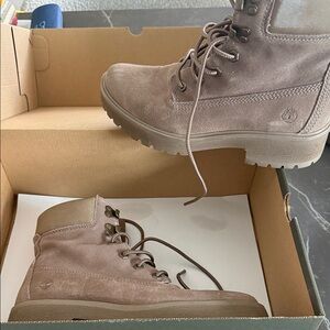 Timberland Taupe Suede Lace-Up Ankle Boots